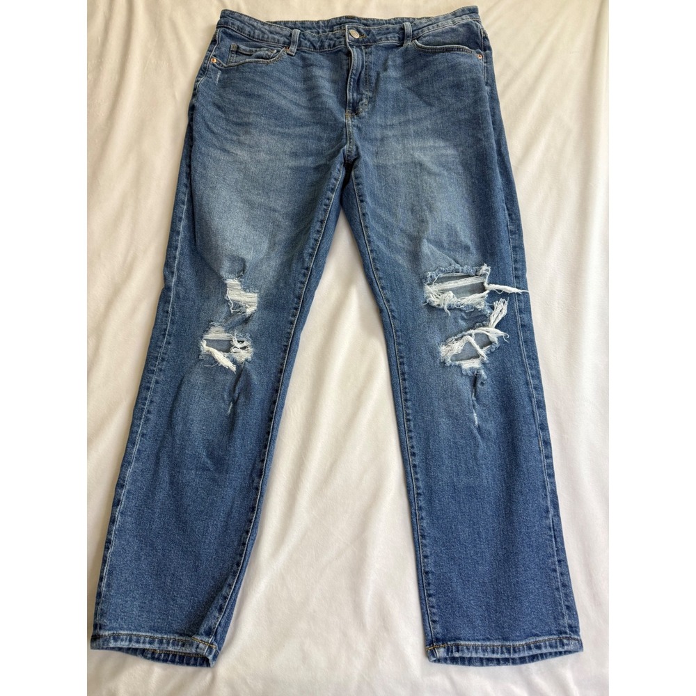No Boundaries Distressed Straight Leg Jeans Medium Wash 38W 30L Denim Distressed